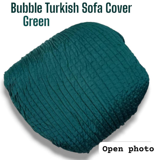 Premium Turkish Bubble Sofa Cover – Luxury Stretchable Fit | Export Quality Green Colour