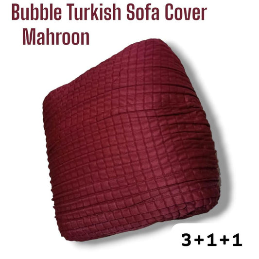 Premium Turkish Bubble Sofa Cover – Luxury Stretchable Fit | Export Quality Copper Maroon Colour
