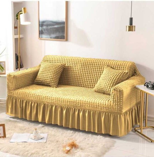 Premium Turkish Bubble Sofa Cover – Luxury Stretchable Fit | Export Quality Gold Colour