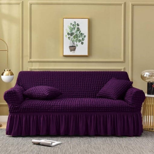 Premium Turkish Bubble Sofa Cover – Luxury Stretchable Fit | Export Quality Purple Colour