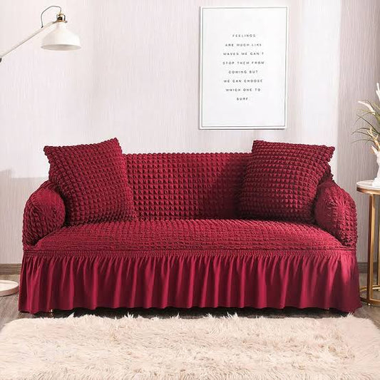 Premium Turkish Bubble Sofa Cover – Luxury Stretchable Fit | Export Quality Copper Maroon Colour