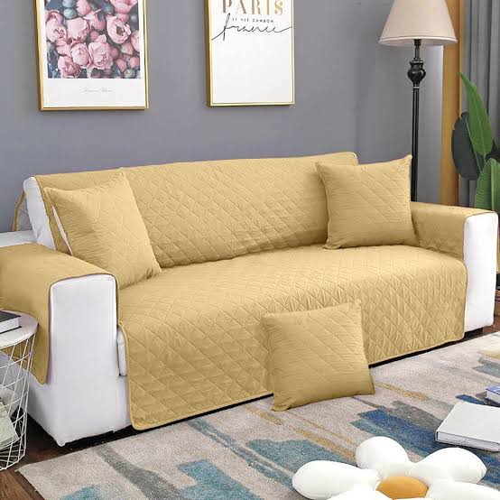 Premium Ultrasonic Quilted Sofa Cover – Ultra Soft & Durable Protector - Gold Colour