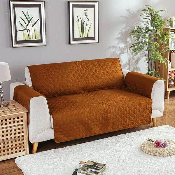 Premium Ultrasonic Quilted Sofa Cover – Ultra Soft & Durable Protector - Brown Colour